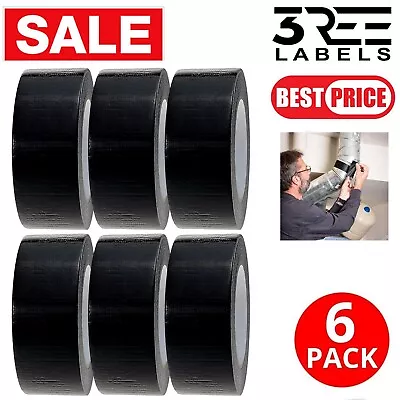 6 X Black Premium Heavy Duty Strong Waterproof Duct Gaffer Tape 50m Silver Black • £17.95