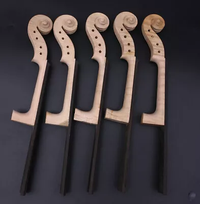 1pcs 4/4 Flame Maple Violin Neck Hand-Carved Ebony Fingerboard Violin Head • $26.69