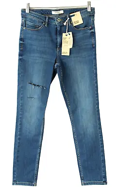 Marks And Spencer Blue Denim Stretch Sculpt & Lift Mid Rise Skinny Jeans 10 S • $18.66