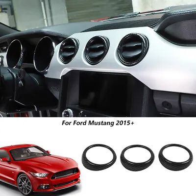 3x AC Air Vent Outlet Ring Cover Trim Frame For Ford Mustang 2015+ Carbon Fiber • $22.99
