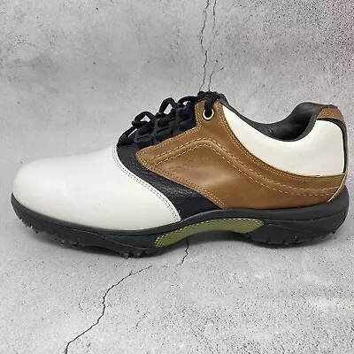 Mens Footjoy Contour Series White Brown Black Golf Shoes Sz 9 M 54108 • $20.99