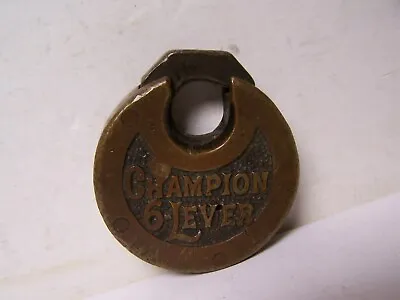 VTG Antique CHAMPION 6 Six Lever Push Key Pancake Padlock Miller Lock Co  • $24.99