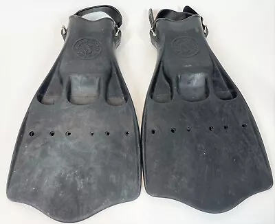 Vintage Scuba Pro Jet Fin Jetfin Black Rubber Diving Flippers 17  Swim Fins Pair • $49.99