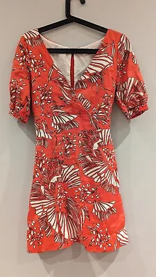 $24.90 • Buy Kookai Mona Linen Dress Red Floral Size 36 8