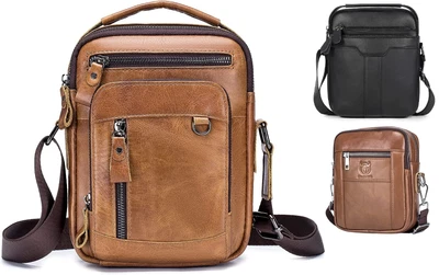 £16.99 • Buy Man Bag Crossbody Shoulder Genuine Leather Handbag Work Utility Tan Brown Black