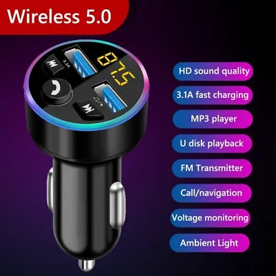 Wireless Car Charger Adapter Fast Bluetooth FM Transmitter For IPhone Samsung • £9.95