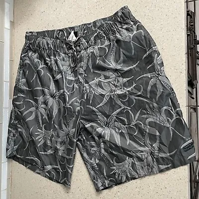 Hugo Boss Swim Trunks Mens Size Large Gray Lined Shorts Floral Print • $14.99