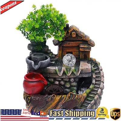 Rockery Water Fountain Indoor W/ LED For Living Room Office Decoration 110V New • $31.35