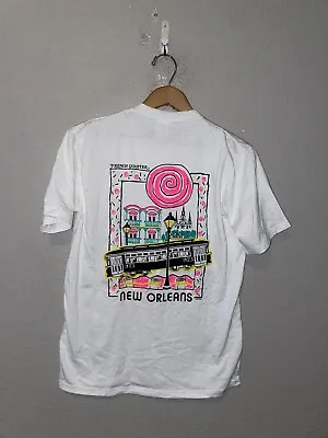 90s Vintage Test Print New Orleans French Quarter PA White Shirt VTG 1990s M Med • $15