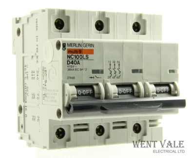 £46.55 • Buy Merlin Gerin Multi 9 - NC100LS D340 - 40a Type D Triple Pole Heavy Duty MCB Used