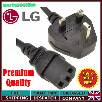 LG 42PQ3000 42  Inch LED LCD TV Television AC Power Cable Lead Cord UK Mains • £7.99