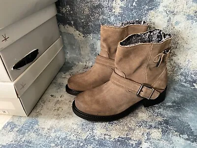 Cara London Limited Grey Nubuck Fur Lined Ankle Boots Size Uk 5 Rrp£149 • £36.99