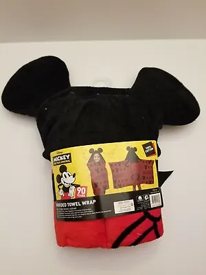 Disney Mickey Mouse Hooded Bath Or Beach Towel Bath Wrap Cotton New With Tags  • $13