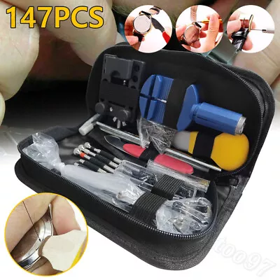 147pcs Watch Repair Tool Kit Watchmaker Back Case Remover Opener Spring Pin Bar • £9.49