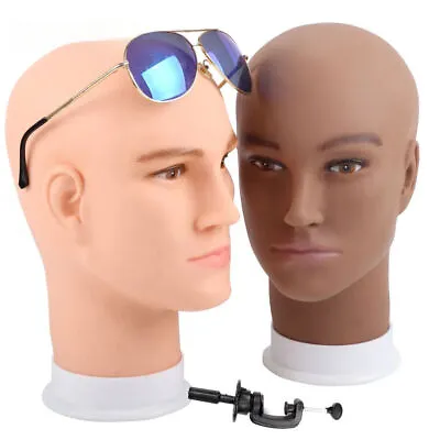 Male Bald Mannequin Head Training Model For Glass Hat Wig Display Holder Stand • $38.13