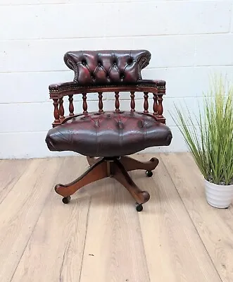 Vintage Oxblood Leather Chesterfield Style Swivel Captains Chair  • £420