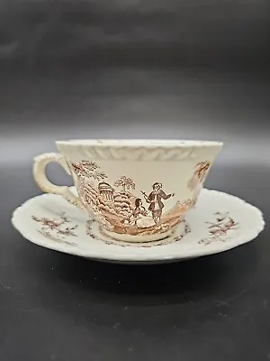 Vintage MASON'S WATTEAU BROWN IRONSTONE CUP & SAUCER SET  • £9