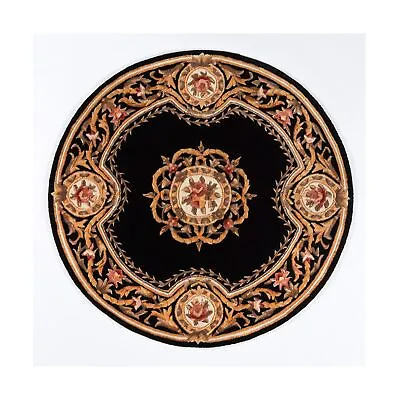 Momeni Harmony India Wool Hand Tufted Medallion Black Area Rug 4' X 4' Round ... • $159.90