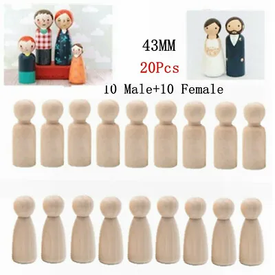 £5.08 • Buy Baby Kids Wooden Dolls 43MM 20pcs Wood Peg Doll Little People DIY Male Female