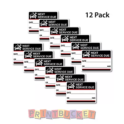 Service Due Stickers 12 Pack 70mm X 50mm Water & Fade Proof Vinyl Lube Black/red • $6.99