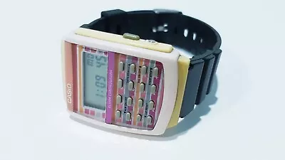 Vintage Casio Digital Calculator Watch LDF-40 Pinky White • $99.90