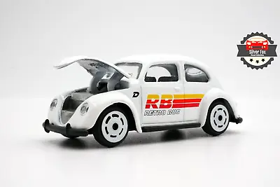 1960's VOLKSWAGEN BEETLE WHITE RETRO BLUE 1:64 SCALE DIECAST COLLECTOR MODEL CAR • $13.95