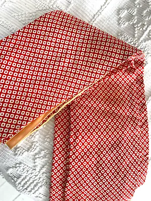 Antique Vintage Kimono Obi Belt Crepe Silk Red And White Shibori Tie Dye Design • £45