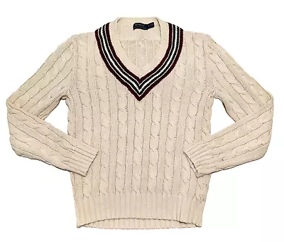 Polo Ralph Lauren Cricket Golf Tennis Jumper Sweater MENS SMALL Cotton Linen EUC • $99