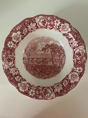 Red & White Vintage Pallisy Pottery Large Bowl- Thames River Scene - Kew Bridge • £24.09