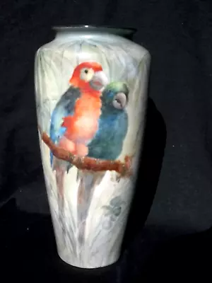 10.5  T & V  French Limoges  Handpainted Artist Signed Vase Parrots • $53.99