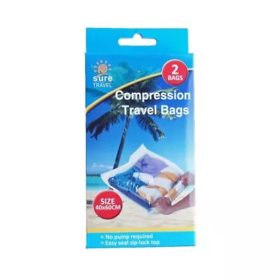 Compression Bags 2Pc 60x40cm No Pump/Vacuum Roll-Up Flat Packing Travel Storage • £4.79