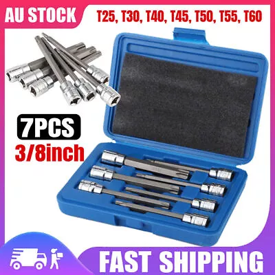 7x Extra Long Star Torx Bit Socket Set Box 3/8  Dr T25 T40 T30 T45 T50 T55 T60 • $19.69