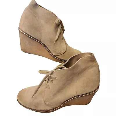 J. Crew MacAlister Wedge Heel Ankle Booties Womens Tan Sz 8 • $27.59