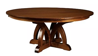 Amish Round Pedestal Base Dining Table Solid Wood 60  72  Brooklyn • $4199