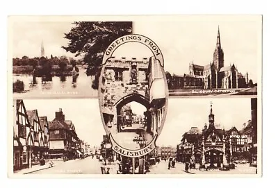 Vintage Postcard Greetings From Salisbury Wiltshire England (Unposted) • £2.99