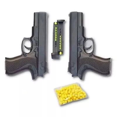 Toy Gun Pistol Black For Kids With 8 Round Reload And 6 Mm Plastic BB Pack Of 2 • $31.12