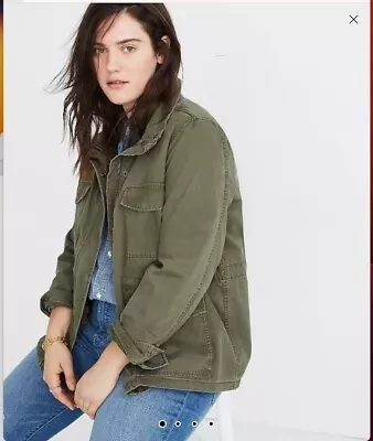 Madewell Surplus Military Cargo Jacket Army Green Full Zip Pockets Plus SZ 2X • $39.99