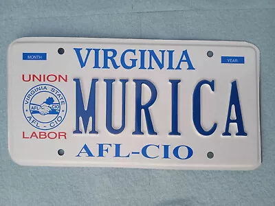 Expired Va DMV Virginia Issued Va License Plate Murica Union Labor Man Cave Sign • $105