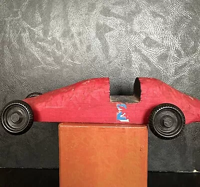 Vintage Pinewood Soap Box Derby Boy Scouts Hand Made Wood Red Car • $28