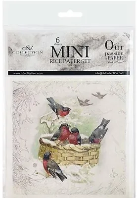 14.8cm X 14.8cm Mini Rice Paper 6pcs Set For Scrapbooking - Birds • £5.25