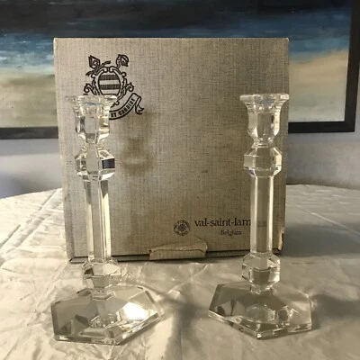 $39.99 • Buy Val St Lambert Berlaymont Pair Of Candlesticks 9.5 Candlest Gardenia NEW”