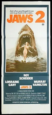 JAWS 2 Original Daybill Movie Poster Roy Scheider SHARK Robert Burton • $225