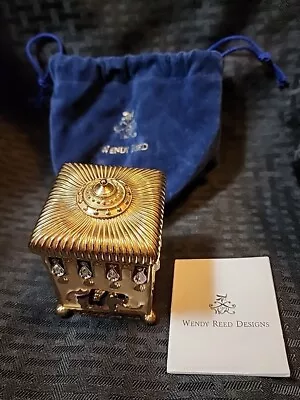 Wendy Reed  Lisa  Gold Plated Swarovski Trinket Box Lucky Elephant Glows 395nm • $179.99