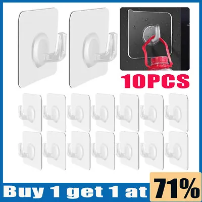 Self Adhesive Hook Heavy Duty Strong Sticky Hooks Seamless Wall Hanging Hooks • £2.38