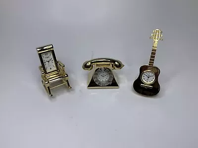 Lot Of  Vintage  Elgin  Guitar Rocking Chair Telephone Mini Clocks • $50