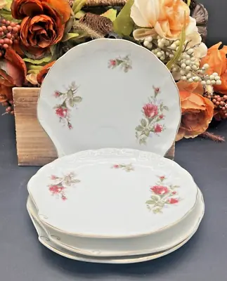 Vintage Moss Rose By Japan Snack Plates -Set Of 4 • $18