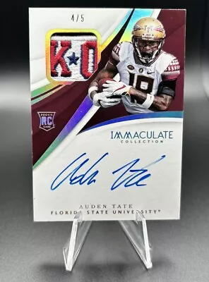 2018 Panini Immaculate Collegiate Signature Patches Bowl Patch Auden Tate FSU • $59.99