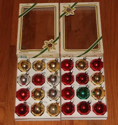 $24 • Buy Lot Of 24 Vintage Pyramid Christmas Ornaments Glass Bulbs Balls In Box