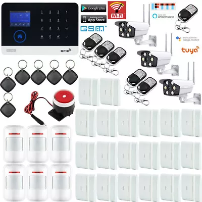 R21 Tuya WiFi GSM APP Wireless House Home Security Alarm System+3 Outdoor Camera • $293.54