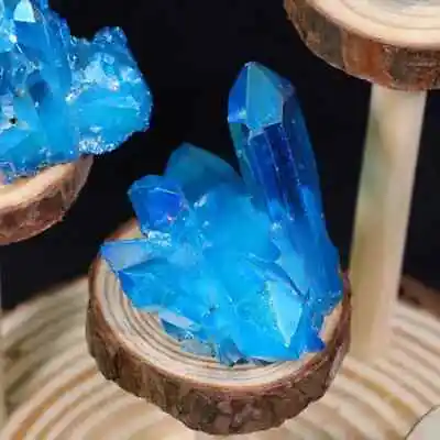 80-100g Aqua Aura Blue Cluster Titanium Geode Quartz Crystal Mineral Specimens • $14.50